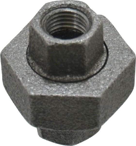 Value Collection - Size 1/4", Class 150, Malleable Iron Black Pipe Union - 150 psi, Threaded End Connection - Eagle Tool & Supply