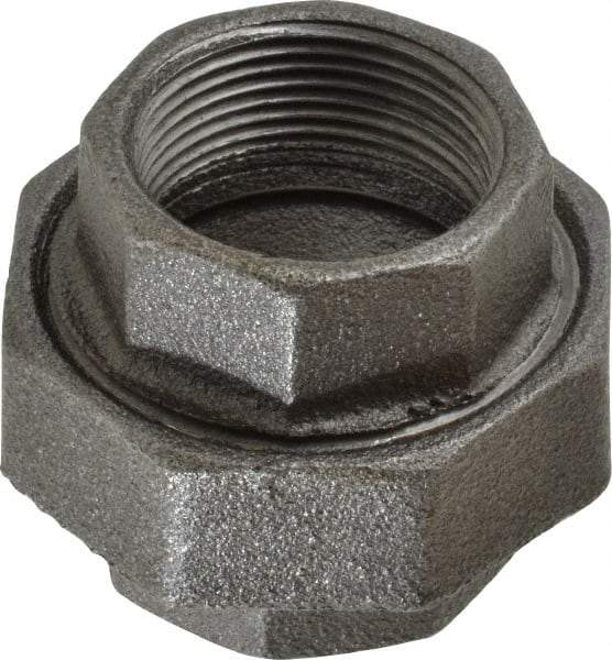 Value Collection - Size 1-1/4", Class 150, Malleable Iron Black Pipe Union - 150 psi, Threaded End Connection - Eagle Tool & Supply