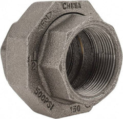 Value Collection - Size 1-1/2", Class 150, Malleable Iron Black Pipe Union - 150 psi, Threaded End Connection - Eagle Tool & Supply