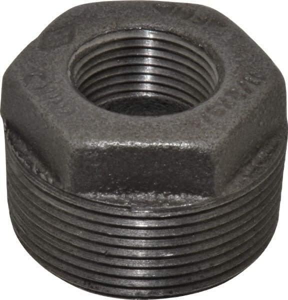 B&K Mueller - Size 1-1/2 x 3/4", Class 150, Malleable Iron Black Pipe Hex Bushing - 150 psi, Threaded End Connection - Eagle Tool & Supply