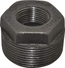 B&K Mueller - Size 1-1/2 x 3/4", Class 150, Malleable Iron Black Pipe Hex Bushing - 150 psi, Threaded End Connection - Eagle Tool & Supply