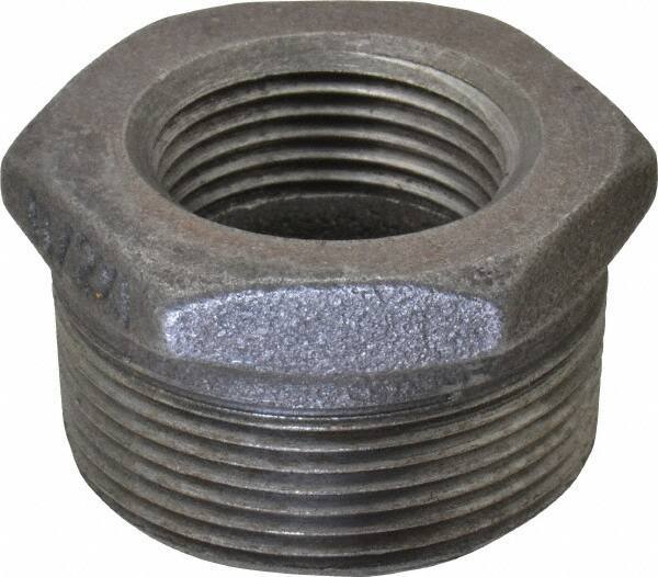 B&K Mueller - Size 1-1/2 x 1", Class 150, Malleable Iron Black Pipe Hex Bushing - 150 psi, Threaded End Connection - Eagle Tool & Supply