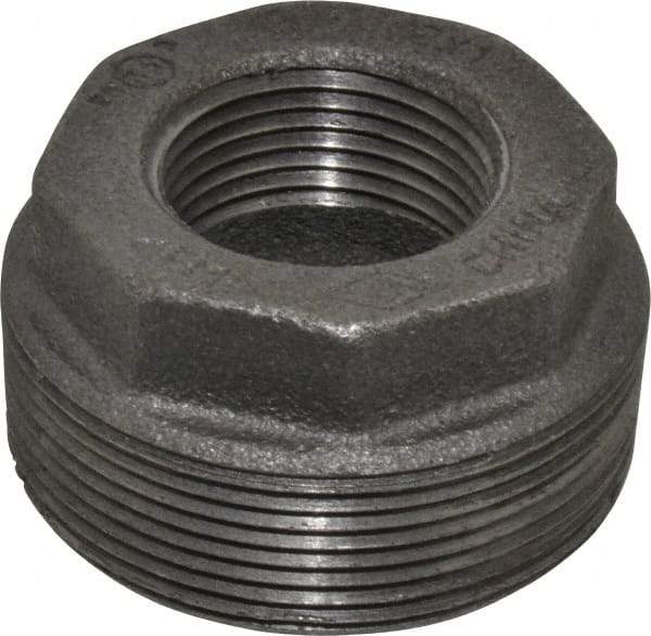 B&K Mueller - Size 2 x 1", Class 150, Malleable Iron Black Pipe Hex Bushing - 150 psi, Threaded End Connection - Eagle Tool & Supply
