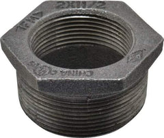 Value Collection - Size 2 x 1-1/2", Class 150, Malleable Iron Black Pipe Hex Bushing - 150 psi, Threaded End Connection - Eagle Tool & Supply