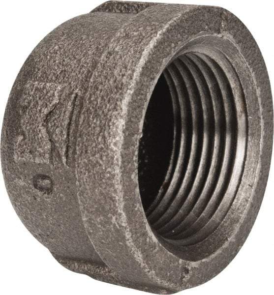 B&K Mueller - Size 1", Class 150, Malleable Iron Black Pipe End Cap - 150 psi, Threaded End Connection - Eagle Tool & Supply