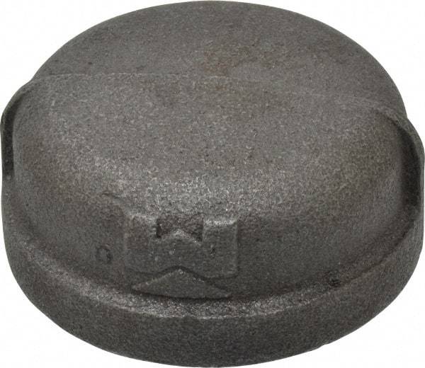 B&K Mueller - Size 2", Class 150, Malleable Iron Black Pipe End Cap - 150 psi, Threaded End Connection - Eagle Tool & Supply