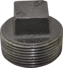B&K Mueller - Size 1-1/4", Class 150, Malleable Iron Black Pipe Square Plug - 150 psi, Threaded End Connection - Eagle Tool & Supply