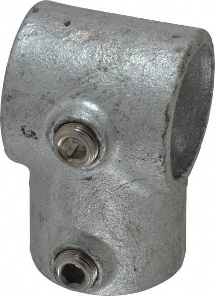 PRO-SAFE - 1-1/2" Pipe, Single Socket Tee, Malleable Iron Tee Pipe Rail Fitting - Galvanized Finish - Eagle Tool & Supply