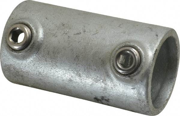 PRO-SAFE - 1-1/4" Pipe, Malleable Iron Straight Coupling Pipe Rail Fitting - Galvanized Finish - Eagle Tool & Supply