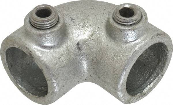 PRO-SAFE - 3/4" Pipe, 90° Elbow, Malleable Iron Elbow Pipe Rail Fitting - Galvanized Finish - Eagle Tool & Supply