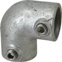 PRO-SAFE - 1-1/4" Pipe, 90° Elbow, Malleable Iron Elbow Pipe Rail Fitting - Galvanized Finish - Eagle Tool & Supply