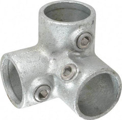 PRO-SAFE - 1-1/4" Pipe, 90° Side Outlet Elbow, Malleable Iron Elbow Pipe Rail Fitting - Galvanized Finish - Eagle Tool & Supply