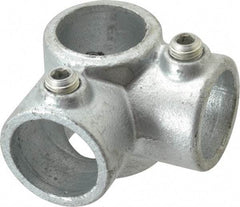 PRO-SAFE - 1" Pipe, Two Socket Tee, Malleable Iron Tee Pipe Rail Fitting - Galvanized Finish - Eagle Tool & Supply