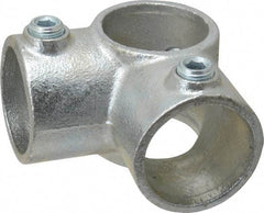 PRO-SAFE - 1-1/2" Pipe, Two Socket Tee, Malleable Iron Tee Pipe Rail Fitting - Galvanized Finish - Eagle Tool & Supply