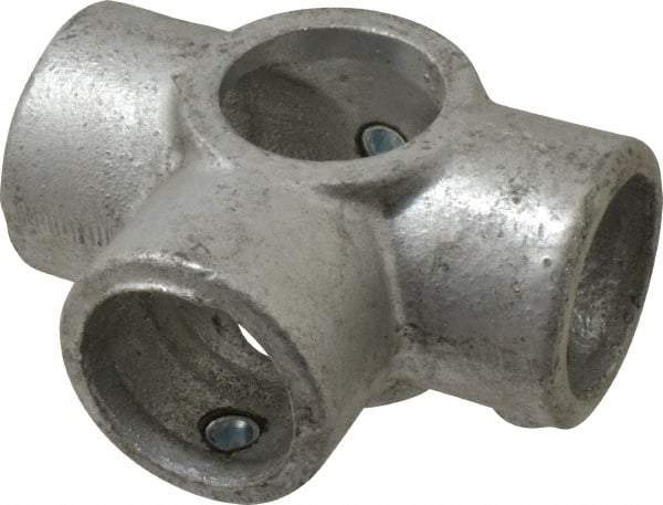 PRO-SAFE - 1-1/4" Pipe, Side Outlet Tee, Malleable Iron Tee Pipe Rail Fitting - Galvanized Finish - Eagle Tool & Supply