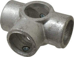 PRO-SAFE - 1-1/4" Pipe, Side Outlet Tee, Malleable Iron Tee Pipe Rail Fitting - Galvanized Finish - Eagle Tool & Supply
