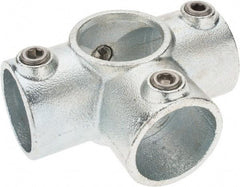 PRO-SAFE - 1-1/2" Pipe, Side Outlet Tee, Malleable Iron Tee Pipe Rail Fitting - Galvanized Finish - Eagle Tool & Supply