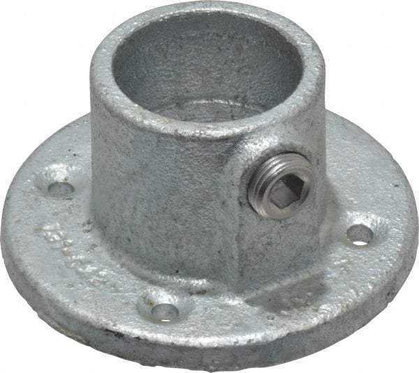 PRO-SAFE - 1-1/4" Pipe, Medium Flange, Malleable Iron Flange Pipe Rail Fitting - Galvanized Finish - Eagle Tool & Supply