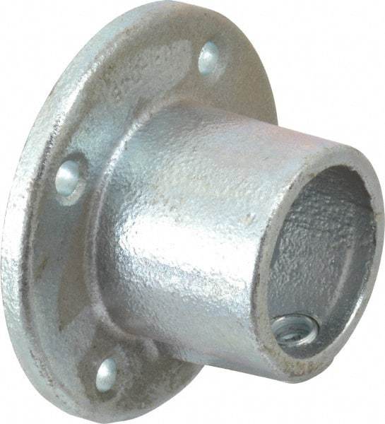 PRO-SAFE - 1-1/2" Pipe, Medium Flange, Malleable Iron Flange Pipe Rail Fitting - Galvanized Finish - Eagle Tool & Supply