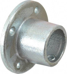 PRO-SAFE - 1-1/2" Pipe, Medium Flange, Malleable Iron Flange Pipe Rail Fitting - Galvanized Finish - Eagle Tool & Supply