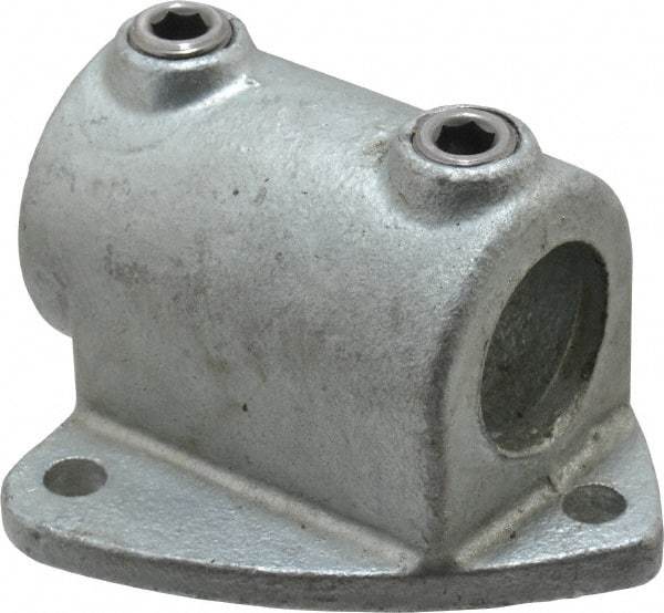 PRO-SAFE - 1-1/4" Pipe, Two Socket Tee, Wall Mount Flange, Malleable Iron Flange Pipe Rail Fitting - Galvanized Finish - Eagle Tool & Supply