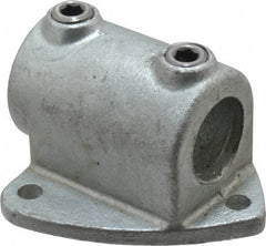 PRO-SAFE - 1-1/4" Pipe, Two Socket Tee, Wall Mount Flange, Malleable Iron Flange Pipe Rail Fitting - Galvanized Finish - Eagle Tool & Supply