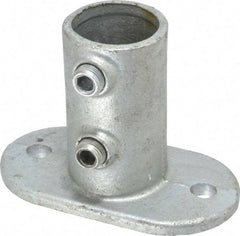 PRO-SAFE - 1-1/4" Pipe, Railing Flange, Malleable Iron Flange Pipe Rail Fitting - Galvanized Finish - Eagle Tool & Supply