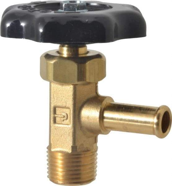 Parker - Hose I.D. x MNPTF End Connection Brass Truck Valve - 2.35" OAL, 3/8" Pipe - Eagle Tool & Supply