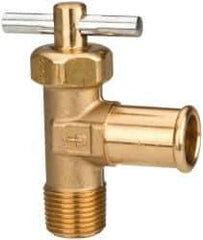 Parker - Hose I.D. x MNPTF with Pin Handle End Connection Brass Truck Valve - 2.47" OAL, 5/8 x 3/8" Pipe - Eagle Tool & Supply
