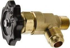 Parker - Flare x MNPTF End Connection Brass Truck Valve - 3.28" OAL, 1/2" Pipe - Eagle Tool & Supply