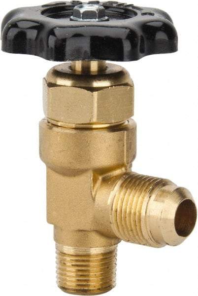 Parker - Flare x MNPTF End Connection Brass Truck Valve - 3.07" OAL, 1/2 x 3/8" Pipe - Eagle Tool & Supply