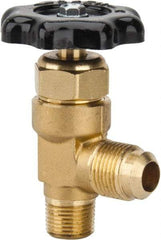 Parker - Flare x MNPTF End Connection Brass Truck Valve - 3.07" OAL, 1/2 x 3/8" Pipe - Eagle Tool & Supply