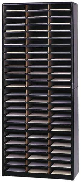 Safco - 32-1/4" Wide x 75" High x 13-1/2" Deep Steel Document Organizer - 72 Compartments, Black, 9-3/4" Wide x 2-1/2" High x 12-1/2" Deep Compartment - Eagle Tool & Supply