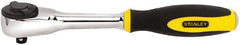 Stanley - 3/8" Drive Pear Head Ratchet - Chrome Finish, 9" OAL, 60 Gear Teeth, Rotator Head - Eagle Tool & Supply