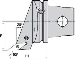 Kennametal - Left Hand Cut, Size KM63, VB.. Insert Compatiblity, Internal Modular Turning & Profiling Cutting Unit Head - 43mm Ctr to Cutting Edge, 60mm Head Length, Through Coolant, Series Screw-On - Eagle Tool & Supply