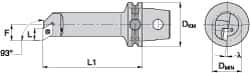 Kennametal - Left Hand Cut, Size KM63, DC.. Insert Compatiblity, Internal Modular Turning & Profiling Cutting Unit Head - 22mm Ctr to Cutting Edge, 140mm Head Length, Through Coolant, Series Screw-On - Eagle Tool & Supply