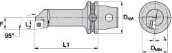 Kennametal - Right Hand Cut, Size KM63, CC.. Insert Compatiblity, Internal Modular Turning & Profiling Cutting Unit Head - 27mm Ctr to Cutting Edge, 140mm Head Length, Through Coolant, Series Screw-On - Eagle Tool & Supply