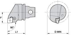 Kennametal - Left Hand Cut, Size KM32, CN.. Insert Compatiblity, External Modular Turning & Profiling Cutting Unit Head - 22mm Ctr to Cutting Edge, 35mm Head Length, Through Coolant, Series Kenlever - Eagle Tool & Supply