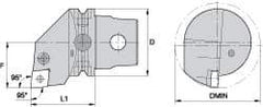 Kennametal - Right Hand Cut, Size KM63, CN.. Insert Compatiblity, Internal Modular Turning & Profiling Cutting Unit Head - 43mm Ctr to Cutting Edge, 60mm Head Length, Through Coolant, Series Kenlever - Eagle Tool & Supply