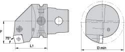 Kennametal - Left Hand Cut, Size KM63, CN.. Insert Compatiblity, Internal Modular Turning & Profiling Cutting Unit Head - 43mm Ctr to Cutting Edge, 60mm Head Length, Through Coolant, Series Kenlever - Eagle Tool & Supply