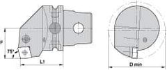 Kennametal - Right Hand Cut, Size KM63, CN.. Insert Compatiblity, Internal Modular Turning & Profiling Cutting Unit Head - 43mm Ctr to Cutting Edge, 60mm Head Length, Through Coolant, Series Kenlever - Eagle Tool & Supply