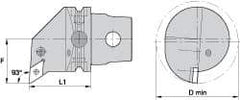 Kennametal - Right Hand Cut, Size KM63, DN.. Insert Compatiblity, Internal Modular Turning & Profiling Cutting Unit Head - 43mm Ctr to Cutting Edge, 60mm Head Length, Through Coolant, Series Kenlever - Eagle Tool & Supply