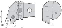Kennametal - Right Hand Cut, Size KM63, SN.. Insert Compatiblity, External Modular Turning & Profiling Cutting Unit Head - 27mm Ctr to Cutting Edge, 60mm Head Length, Through Coolant, Series Kenlever - Eagle Tool & Supply