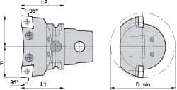 Kennametal - Right Hand Cut, Size KM63, CN.. Insert Compatiblity, Internal Modular Turning & Profiling Cutting Unit Head - 43mm Ctr to Cutting Edge, 60mm Head Length, Through Coolant, Series Kenlever - Eagle Tool & Supply