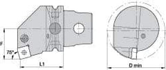 Kennametal - Left Hand Cut, Size KM63, SN.. Insert Compatiblity, Internal Modular Turning & Profiling Cutting Unit Head - 43mm Ctr to Cutting Edge, 60mm Head Length, Through Coolant, Series Kenlever - Eagle Tool & Supply