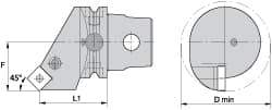 Kennametal - Left Hand Cut, Size KM63, SN.. Insert Compatiblity, Internal Modular Turning & Profiling Cutting Unit Head - 43mm Ctr to Cutting Edge, 72mm Head Length, Through Coolant, Series Kenlever - Eagle Tool & Supply