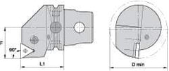 Kennametal - Right Hand Cut, Size KM63, TN.. Insert Compatiblity, Internal Modular Turning & Profiling Cutting Unit Head - 43mm Ctr to Cutting Edge, 60mm Head Length, Through Coolant, Series Kenlever - Eagle Tool & Supply