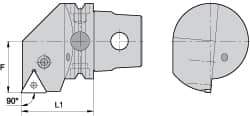 Kennametal - Right Hand Cut, Size KM63, TN.. Insert Compatiblity, External Modular Turning & Profiling Cutting Unit Head - 43mm Ctr to Cutting Edge, 60mm Head Length, Through Coolant, Series Kenlever - Eagle Tool & Supply
