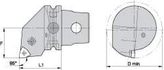 Kennametal - Right Hand Cut, Size KM63, WN.. Insert Compatiblity, Internal Modular Turning & Profiling Cutting Unit Head - 43mm Ctr to Cutting Edge, 60mm Head Length, Through Coolant, Series Kenlever - Eagle Tool & Supply