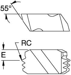 Kennametal - NDC8 Grade KC5010, Internal/External NPT Threading Insert - 8 TPI Int Pitch, Left Hand Insert, TiAlN Finish, Carbide - Eagle Tool & Supply